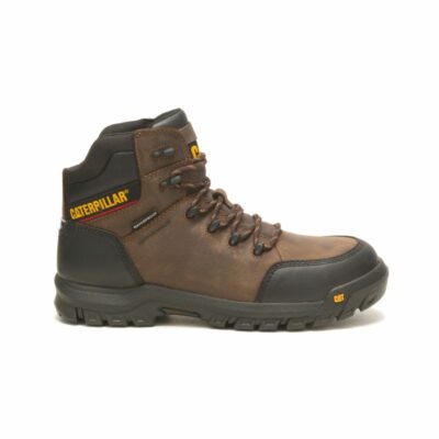 Men Composite Toe | Cat Footwear Men Resorption Waterproof Composite Toe Work Boot Boots Seal Brown