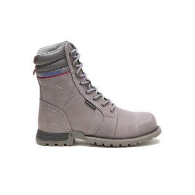 Women Boots | Cat Footwear Women Echo Waterproof Steel Toe Work Boot 8″ Boots Frost Grey