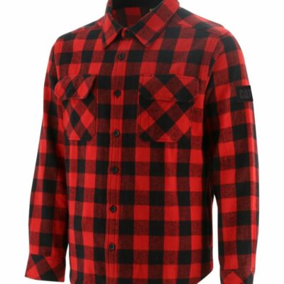 Men Tops & Outerwear | Cat Footwear Men Buffalo Check Heavyweight Shirt Long Sleeves Red