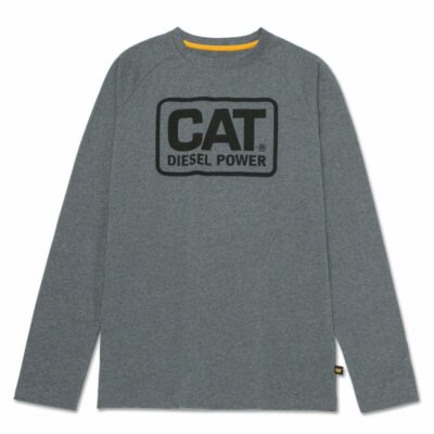 Men Tops & Outerwear | Cat Footwear Men Cat Diesel Power Long Sleeve Tee Long Sleeves Dark Heather Grey