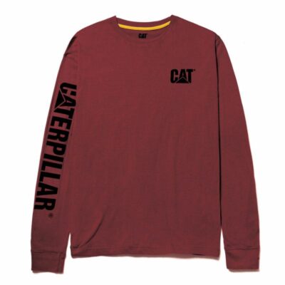 Men Tops & Outerwear | Cat Footwear Men Trademark Banner Long Sleeve Tee Long Sleeves Brick Heather