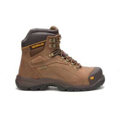 Men Steel Toe | Cat Footwear Men Diagnostic Hi Waterproof Thinsulate™ Steel Toe Work Boot 6″ Boots Dark Beige