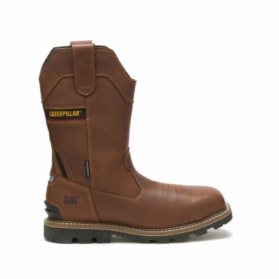 Men Pull-Ons | Cat Footwear Men Cylinder Waterproof Pullon Composite Toe Work Boot Pullons Caramel