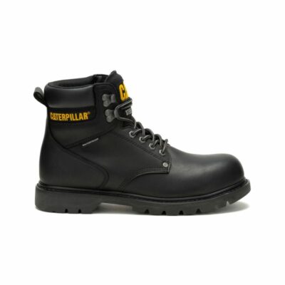 Men Safety Toe | Cat Footwear Men Second Shift Waterproof Steel Toe Work Boot Boots Black