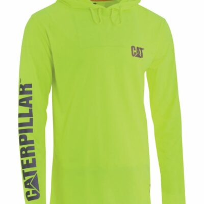 Men PPE | Cat Footwear Men Hivis Upf Hooded Long Sleeve Tee Long Sleeves Yellow