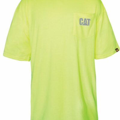 Men PPE | Cat Footwear Men Hivis Trademark Pocket Tee Short Sleeves Mens Yellow